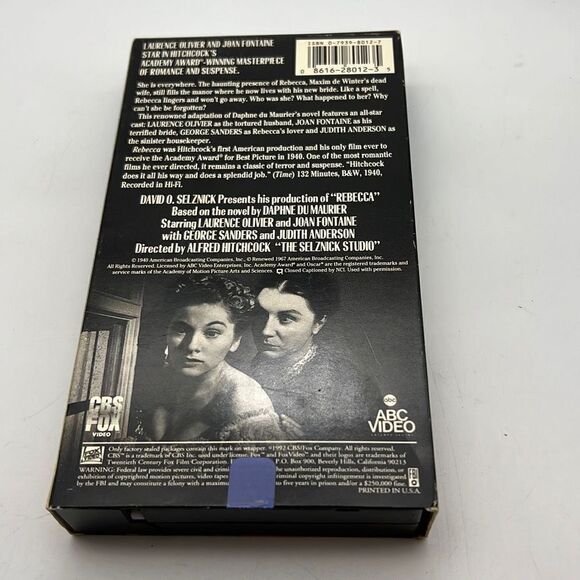 Rebecca (VHS, 1996) - Picture 2 of 3